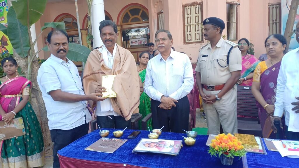 People celebrating a flag hoisting ceremony.